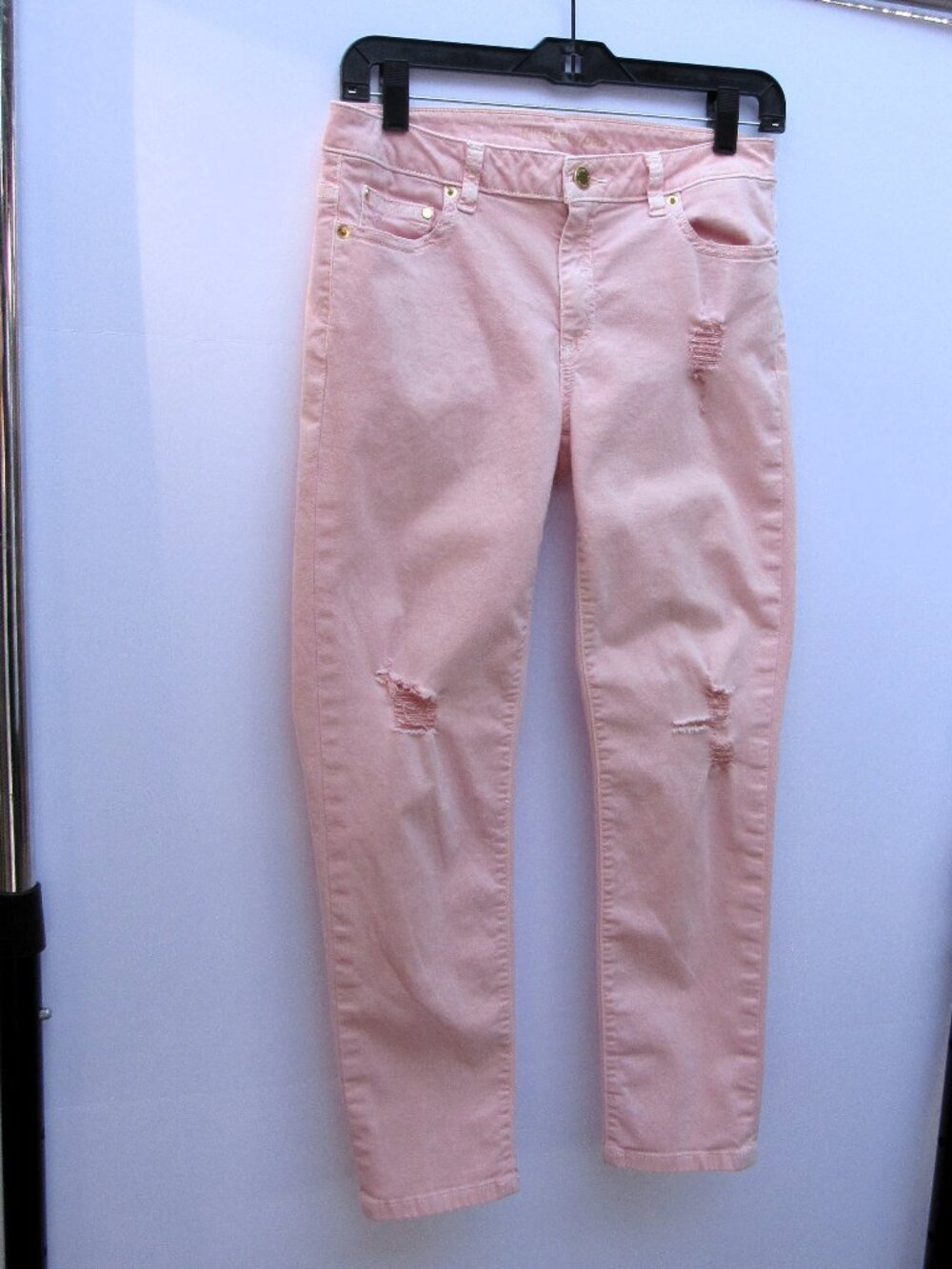 RARE COLOR MICHAEL KORS PINK JEANS DISTRESSED LOOK SIZE 6 SUPER CUTE